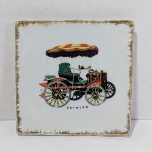4" Ceramic Square Plate By Bradley Exclusives Japan Daimler Car Gold Edging